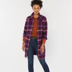 NWT Duluth Women's Folklore Flannel Duster Size Medium Plaid Purple